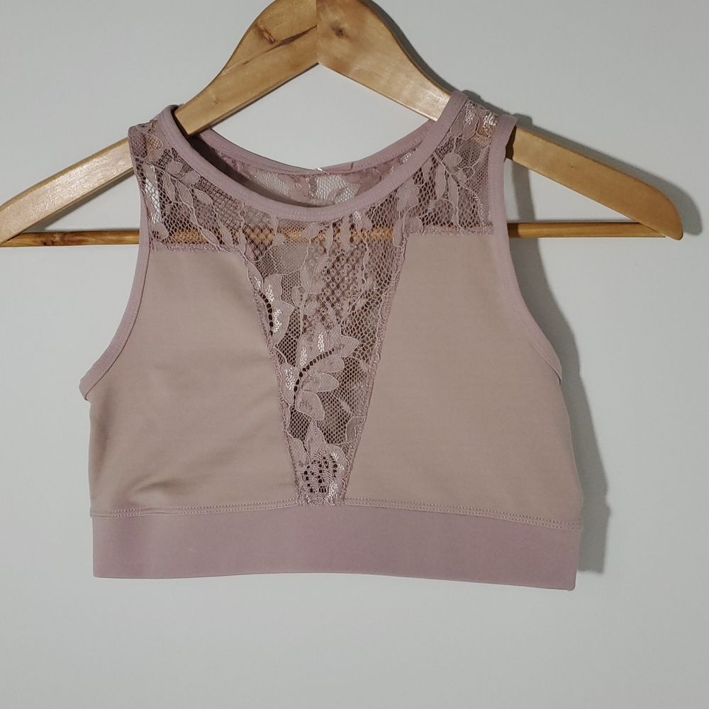 LA Society Women's Lace Longline Bralette Dusty Pink Size L NWT